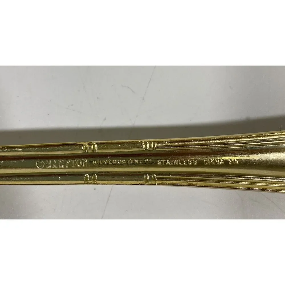Vintage‎ Hampton Silversmiths Gold Serving Silverware Set Salad Spoons Spatula